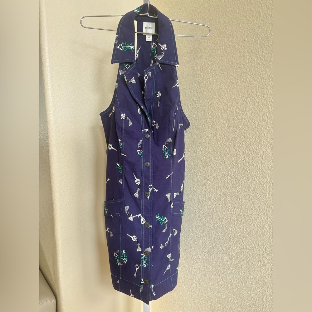 NWT - Maeve The Amelia Collared Mini Dress in Navy / Marine - Size XS - Picture 5 of 7